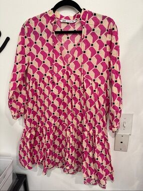 Zara Kids Fuchsia Geometric Tiered Dress